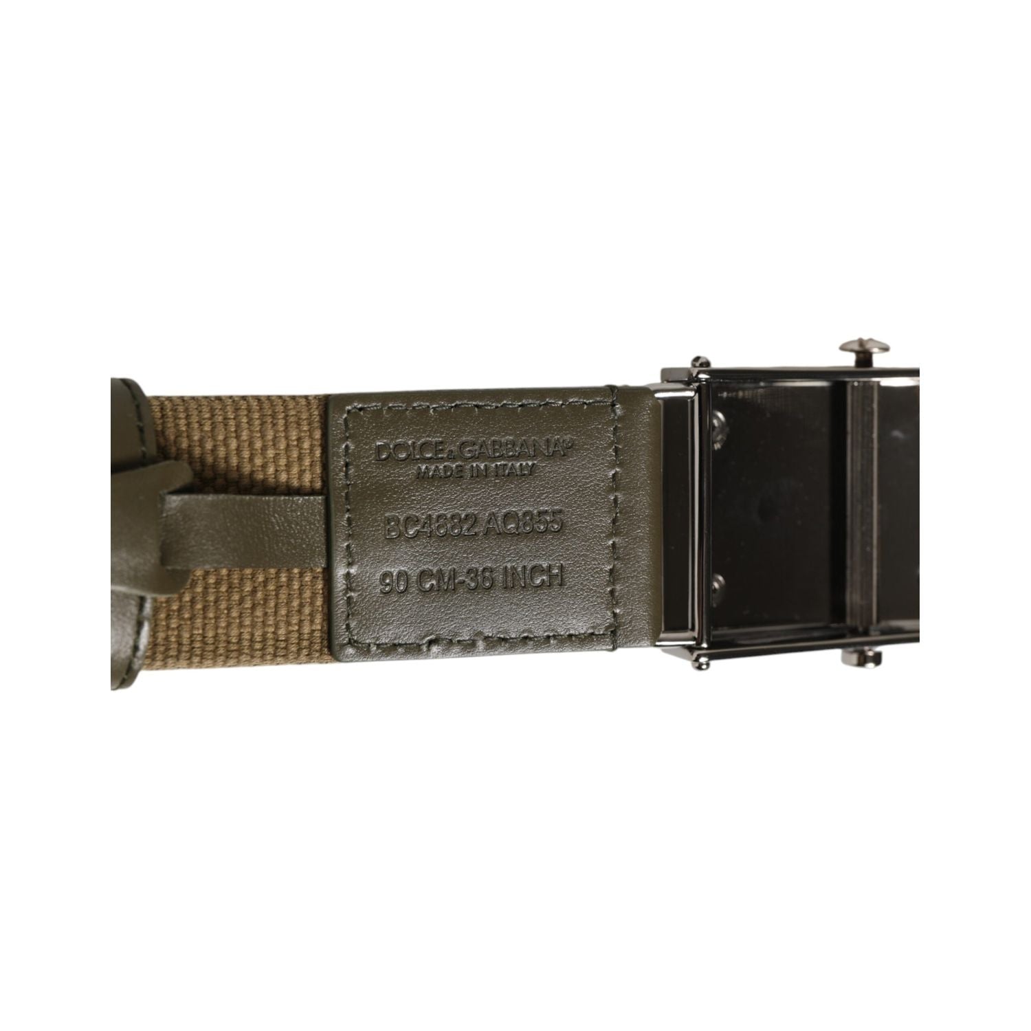 Dolce & Gabbana Military Green Nylon Logo Metal Buckle Belt