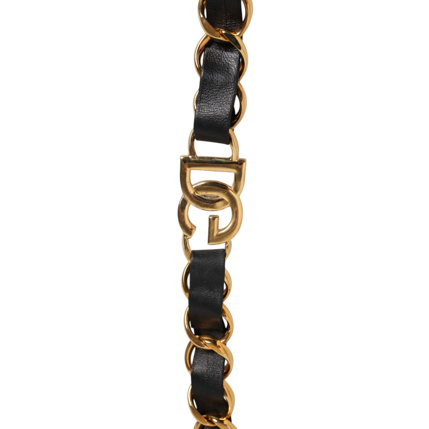 Dolce & Gabbana Black Leather Gold Chain Bag Accessory Shoulder Strap Dolce & Gabbana