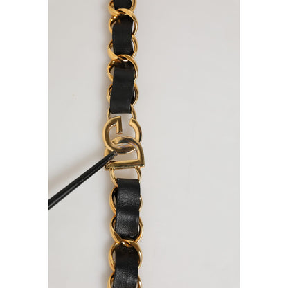 Dolce & Gabbana Black Leather Gold Chain Bag Accessory Shoulder Strap Dolce & Gabbana