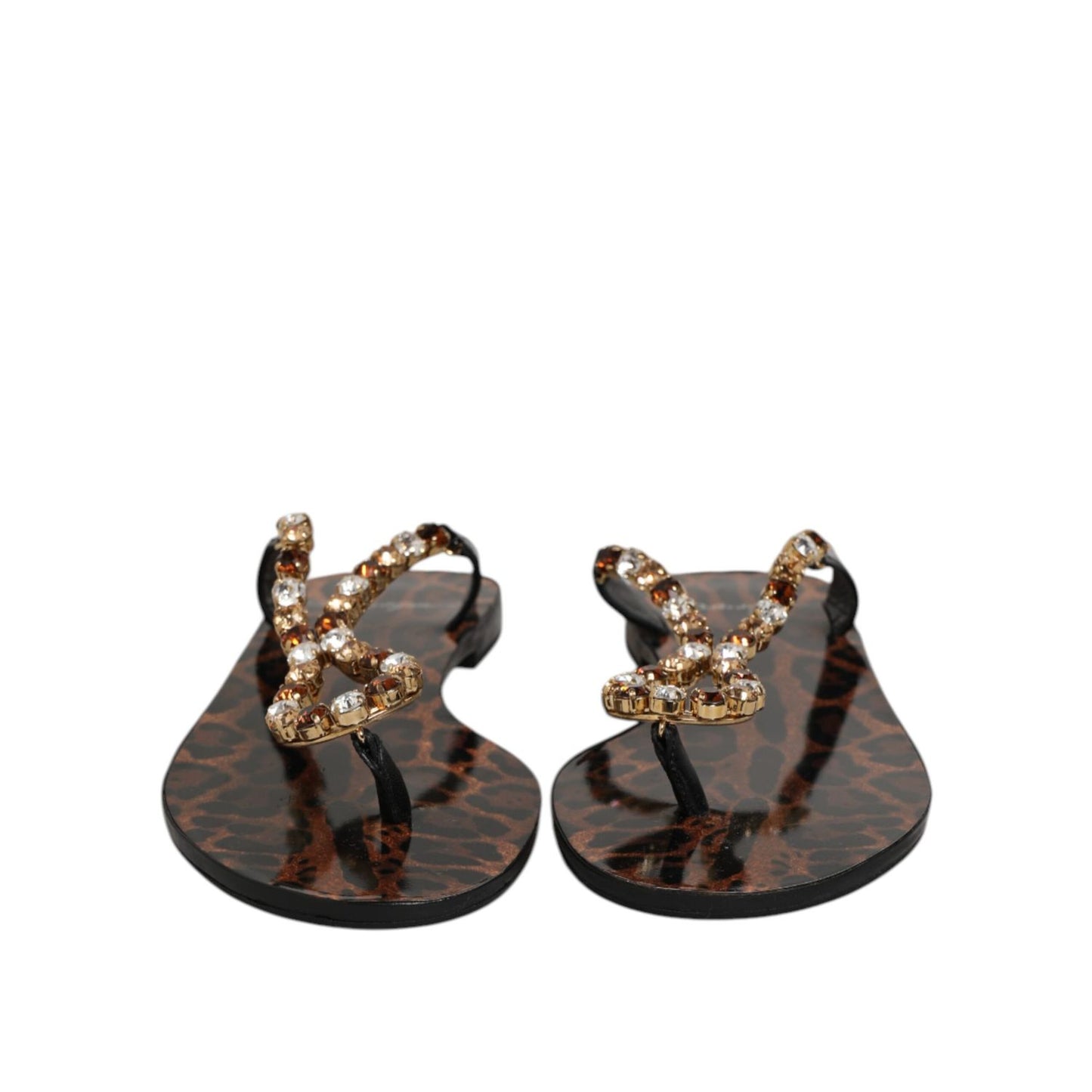 Dolce & Gabbana Black Crystals Flats Sandals Beachwear Shoes Dolce & Gabbana