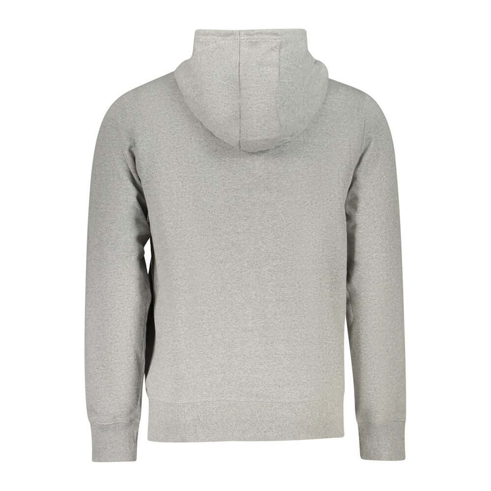 Back view of Accademia Militare Gray Cotton Men Hoodie showcasing sustainable design and comfort