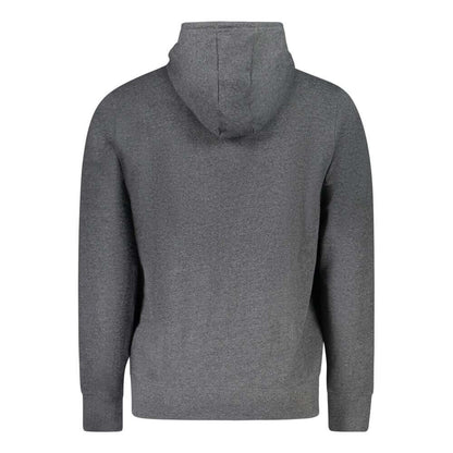Accademia Militare Gray Recycled Cotton Men Sweater viewed from the back showcasing hood and design.