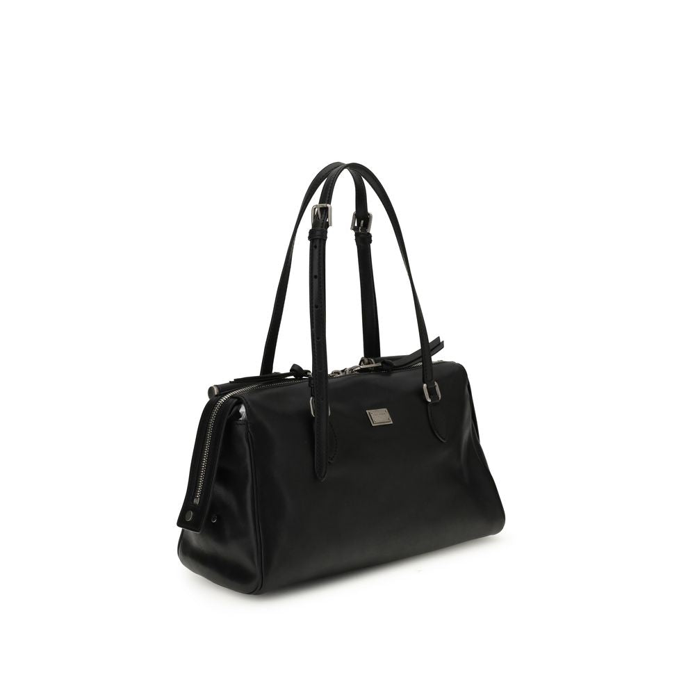 Dolce & Gabbana Black Calf Leather Bos Taurus Shoulder Bag