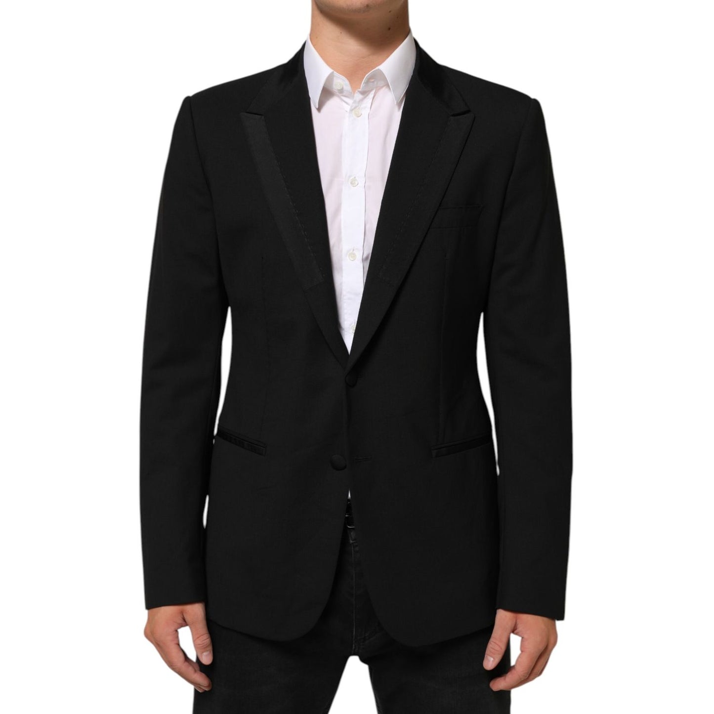 Dolce & Gabbana Black Wool 2 Buttons Suit Men Jacket Blazer 1728,67345645728,Black,Blazers - Suits & Blazers - Clothing,Clothing,Dolce & Gabbana,IT52 | XL,Material: 03+05%SE+92%WV,Men,New with tags,Suits & Blazers - Clothing