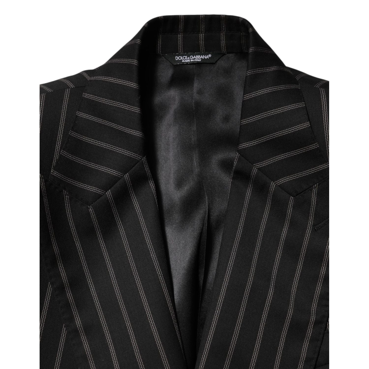 Dolce & Gabbana Black Stripes SICILIA 1 Button Suit Blazer