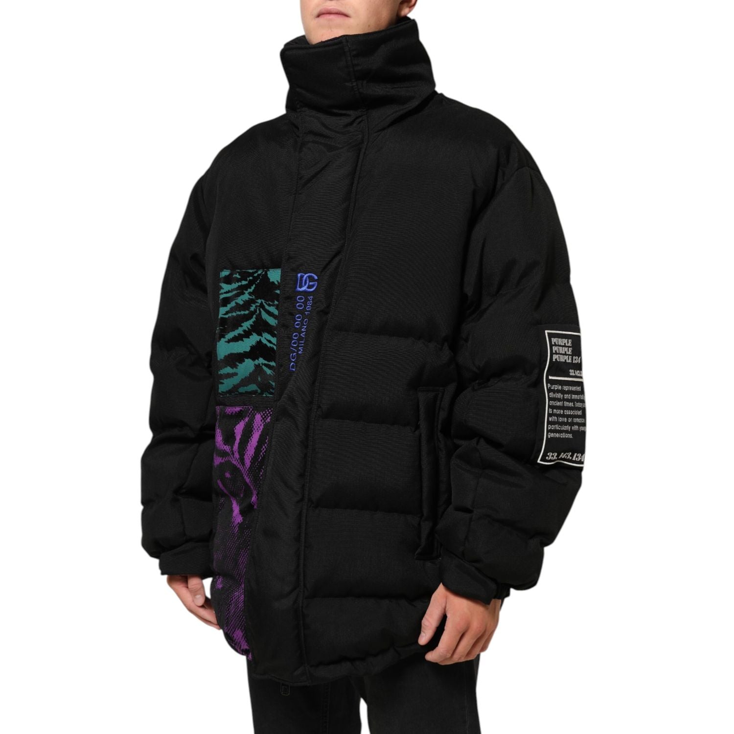 Dolce & Gabbana Black Nylon Puffer Men Full Zip Jacket