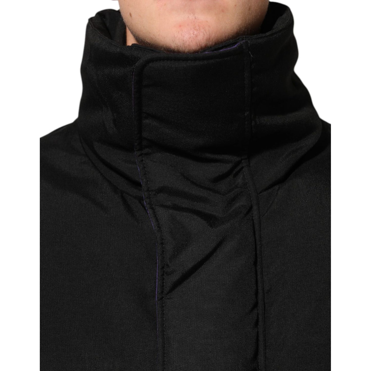 Dolce & Gabbana Black Nylon Puffer Men Full Zip Jacket