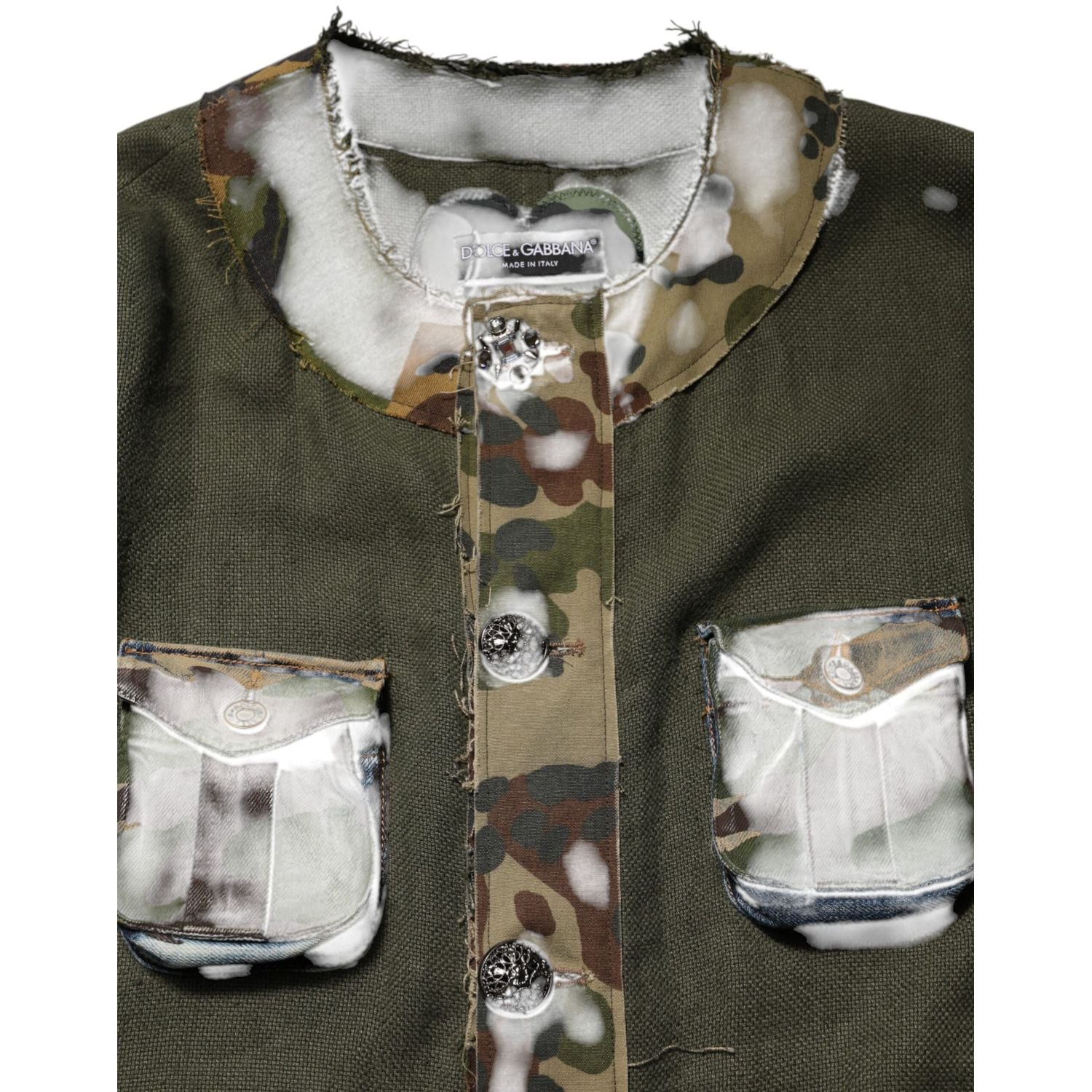 Dolce & Gabbana Brown Camouflage Linen Button Down Jacket
