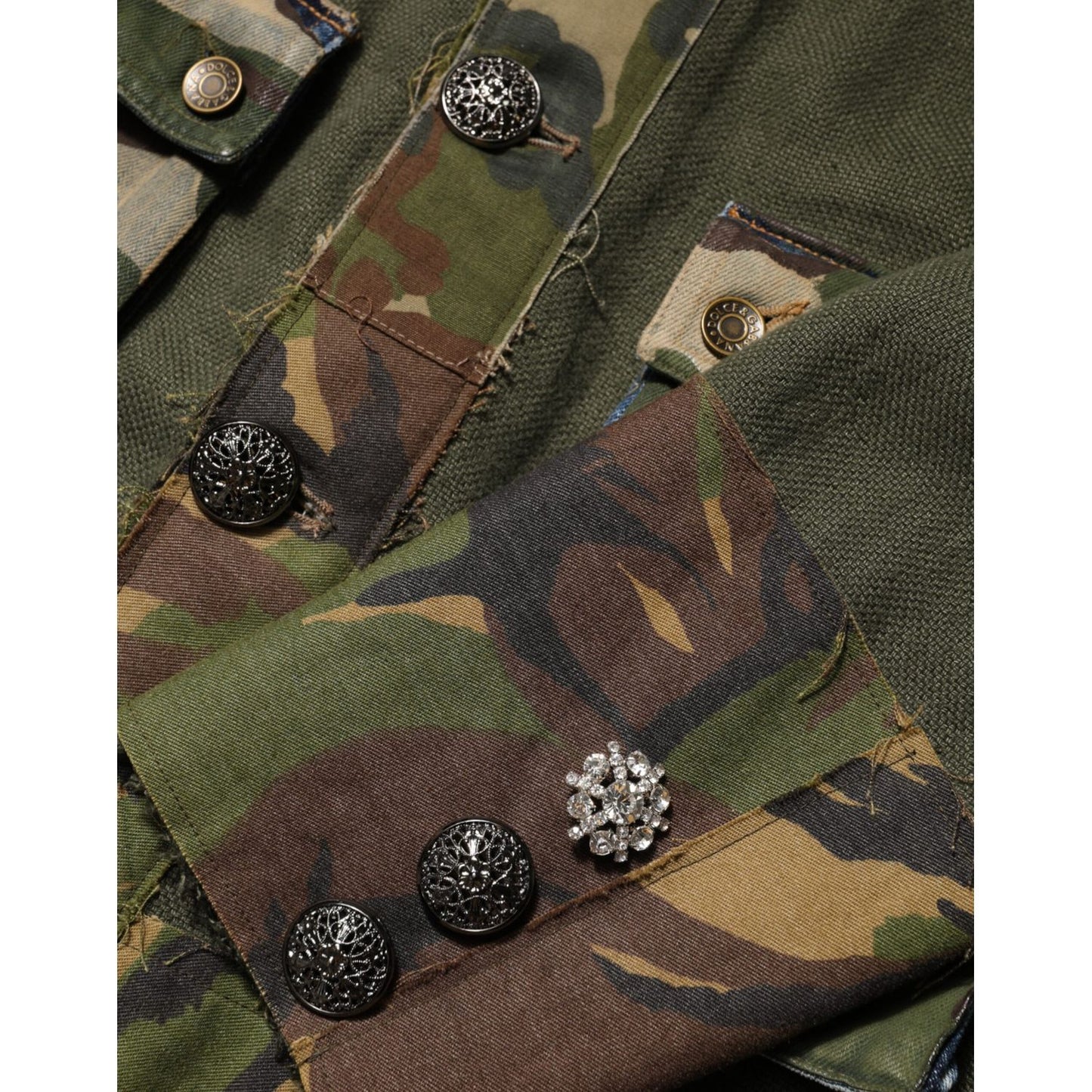 Dolce & Gabbana Brown Camouflage Linen Button Down Jacket