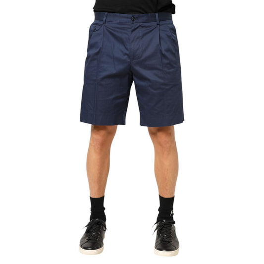 Dolce & Gabbana Blue Cotton Stretch Mid Waist Bermuda Shorts