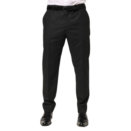 Dolce & Gabbana Black Cotton Mid Waist Dress Trouser Pants
