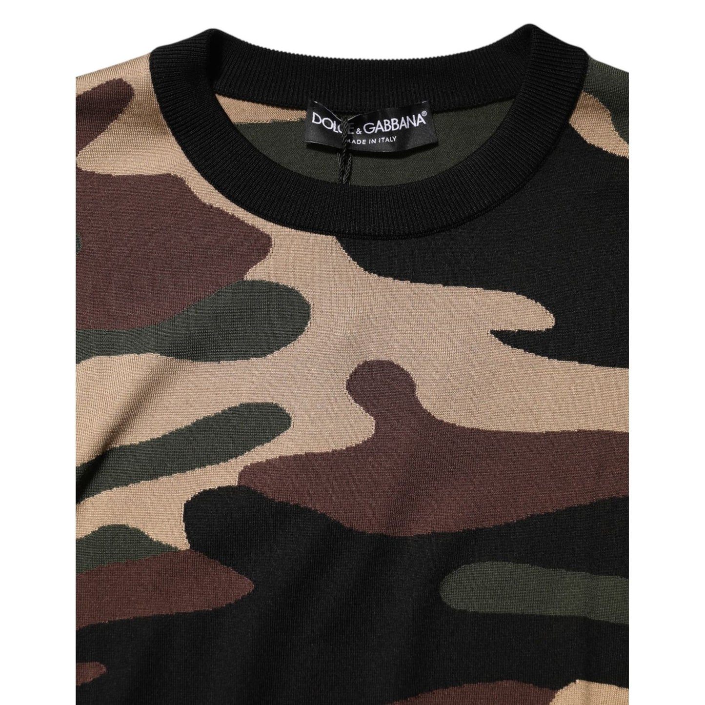 Dolce & Gabbana Multicolor Camouflage Crew Neck Men Pullover Sweater