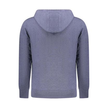 Back view of Accademia Militare Blue Cotton Men's Hooded Sweater with eco-friendly materials and embroidery detail.