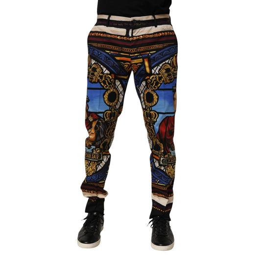 Dolce & Gabbana Multicolor Julias Ceasar Print Tapered Pants