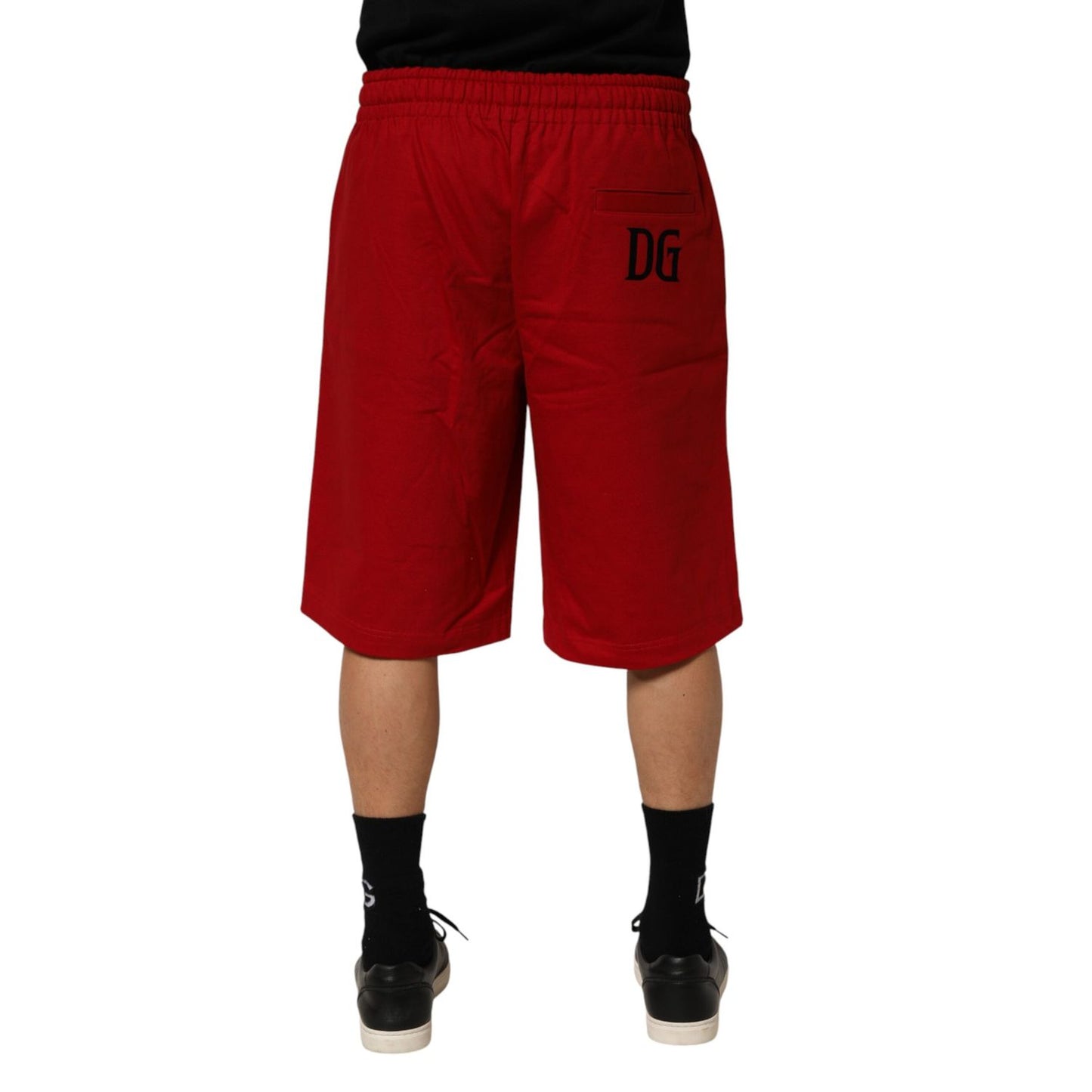 Dolce & Gabbana Red Cotton MidWaist Drawstring Bermuda Pants