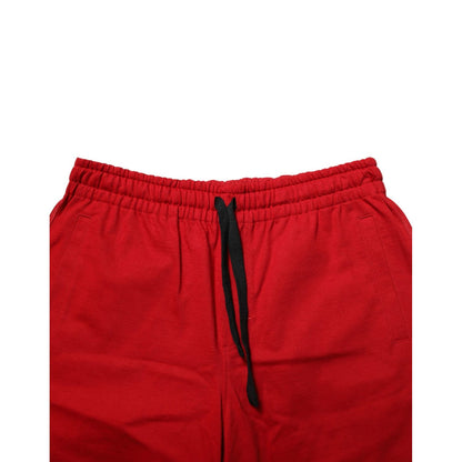 Dolce & Gabbana Red Cotton MidWaist Drawstring Bermuda Pants