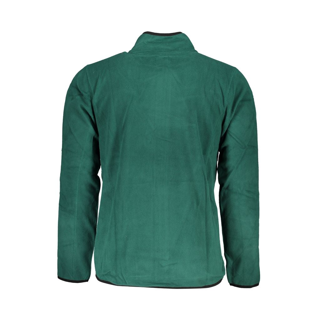 Gianmarco Venturi Green Polyester Sweatshirt with long sleeves, zip, and embroidery. Features contrast details and two pockets.