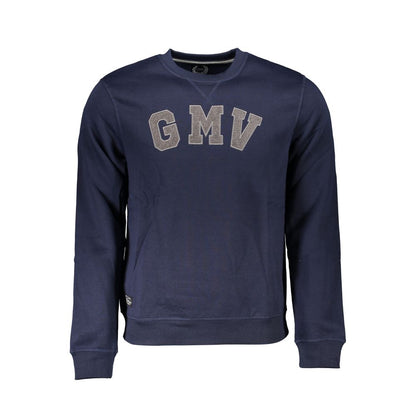 Gianmarco Venturi Blue Cotton Sweatshirt with long sleeves, crew neck, fleece fabric, and embroidered logo.