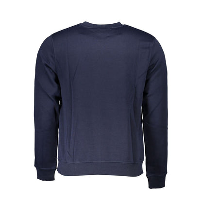 Back view of Gianmarco Venturi Blue Cotton Sweatshirt, long sleeve, fleece, crew neck, with logo embroidery.