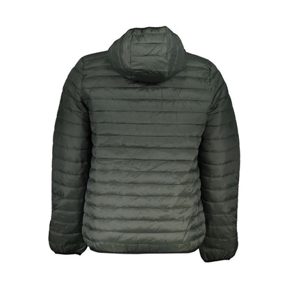 Back view of Gianmarco Venturi Green Polyamide Jackets & Coat with hood and two external pockets.