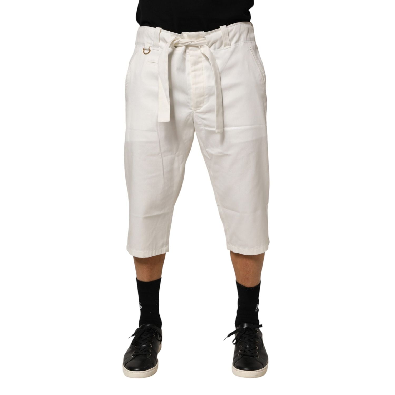 Dolce & Gabbana White Cotton Stretch Cropped Trouser Pants