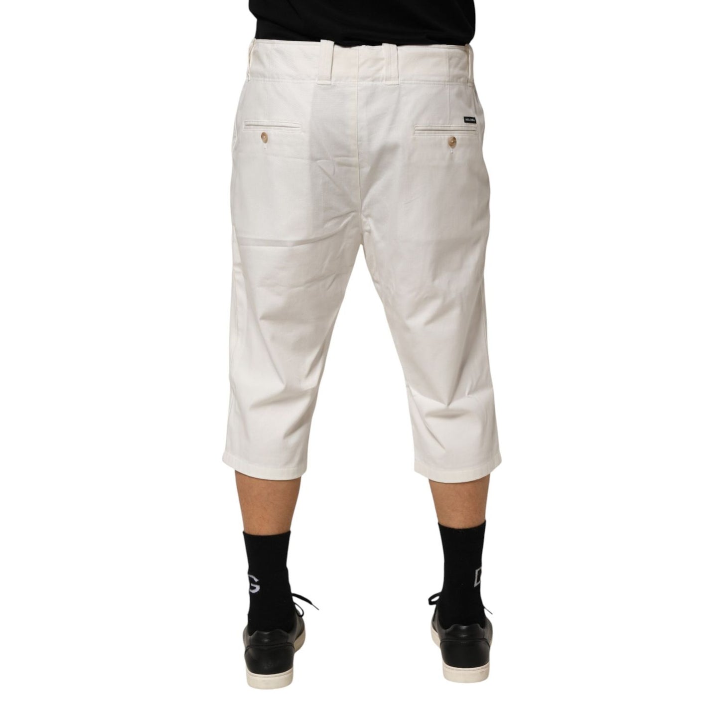 Dolce & Gabbana White Cotton Stretch Cropped Trouser Pants