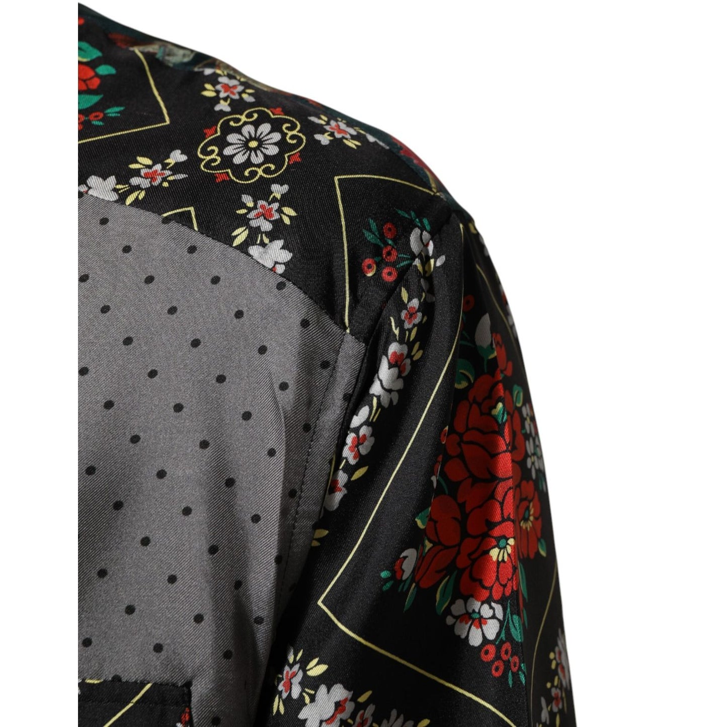 Dolce & Gabbana Multicolor Patchwork Long Sleeves Silk Shirt