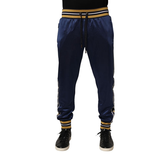 Dolce & Gabbana Blue Nylon Jogger Mid Waist Trouser Pants