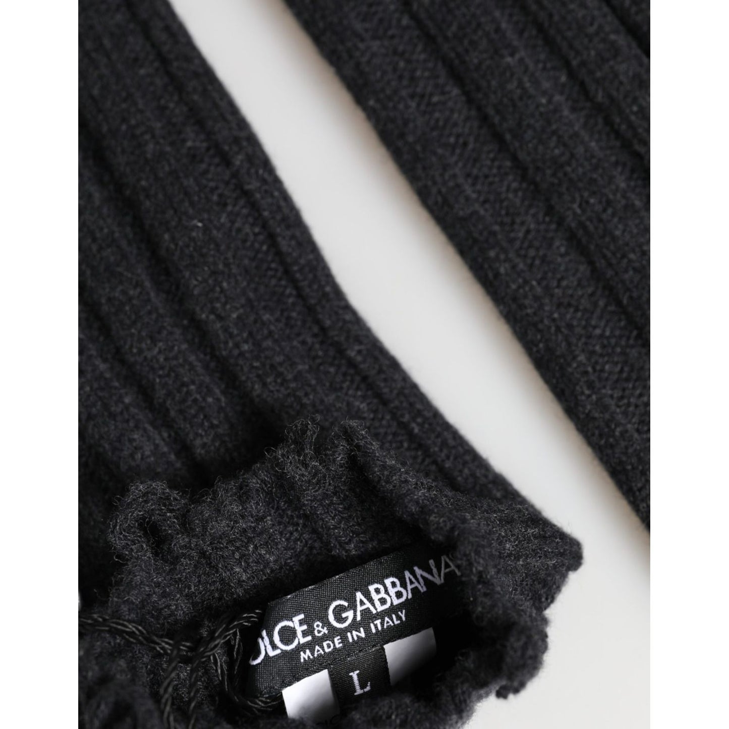 Dolce & Gabbana Black Virgin Wool Knitted Fingerless Gloves