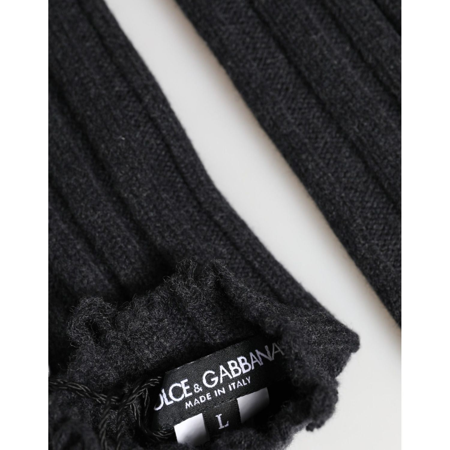 Dolce & Gabbana Black Virgin Wool Knitted Fingerless Gloves