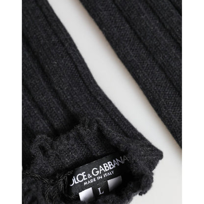 Dolce & Gabbana Black Virgin Wool Knitted Fingerless Gloves