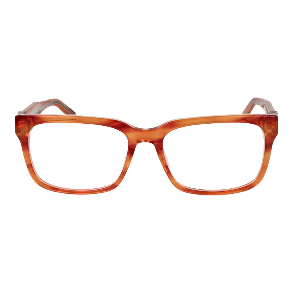 Guess Orange Acetate Glasses (Frames) for men in rectangle style with full-rim, orange acetate frame, and demo lenses, includes branded case.