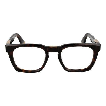 Police Brown Cellulose Acetate Glasses (Frames) square full-rim for men, featuring brown color and cellulose acetate material.