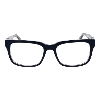 Guess Blue Acetate Glasses (Frames), men's full-rim rectangle blue eyewear with demo plastic lenses, includes branded case.