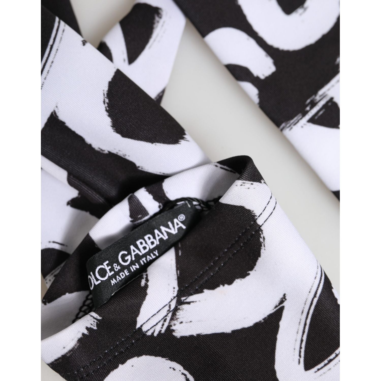 Dolce & Gabbana Black White DG Logo Elbow Length Mitten Gloves
