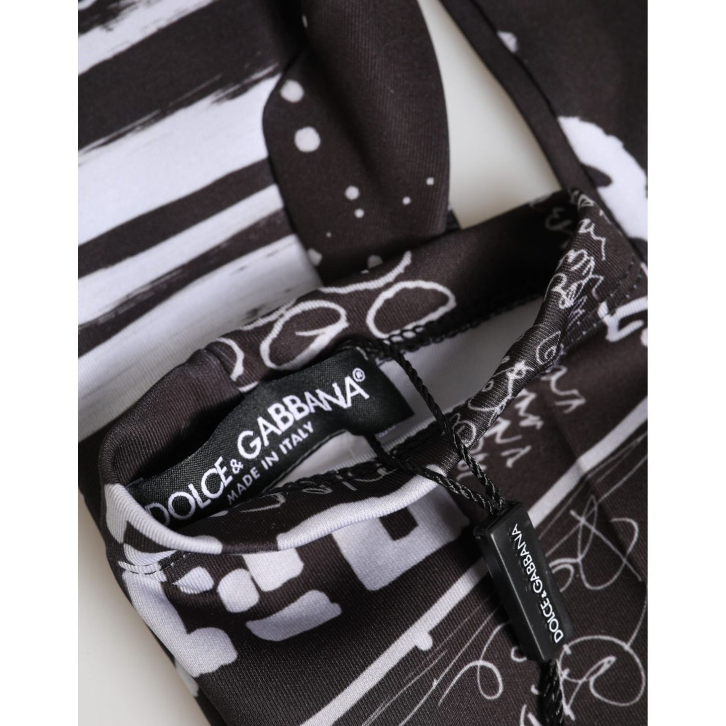 Dolce & Gabbana Black White DG Logo Elbow Length Mitten Gloves