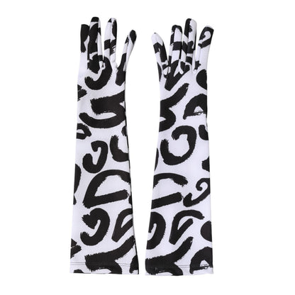 Dolce & Gabbana Black White DG Logo Elbow Length Mitten Gloves