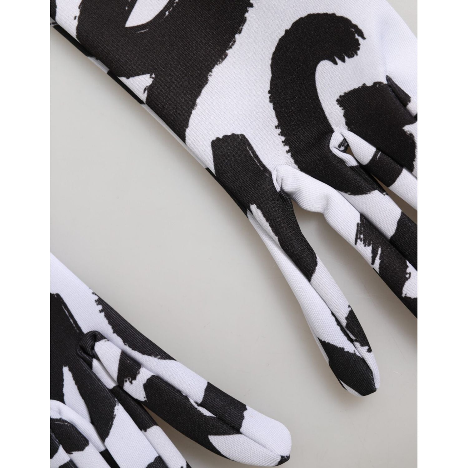 Dolce & Gabbana Black White DG Logo Elbow Length Mitten Gloves