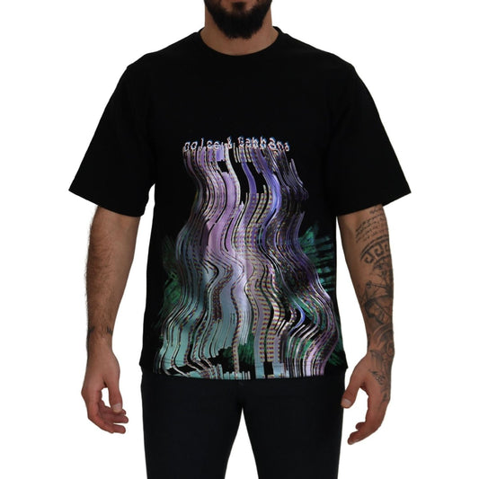 Dolce & Gabbana Cotton Black Printed Crewneck Tee T-shirt
