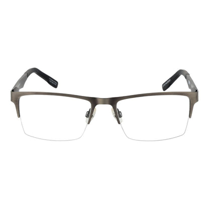 Spy Gray Plastic Glasses (Frames), gunmetal half-rim style for men, lightweight plastic, 54-18-140 dimensions, demo lenses.