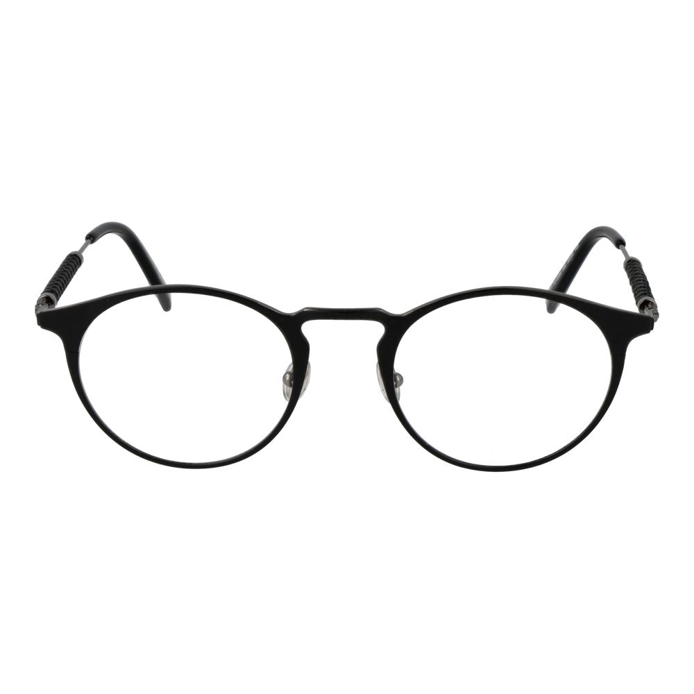Front view of Tod's Black Metal Glasses (Frames) with full-rim panto style and demo lenses.