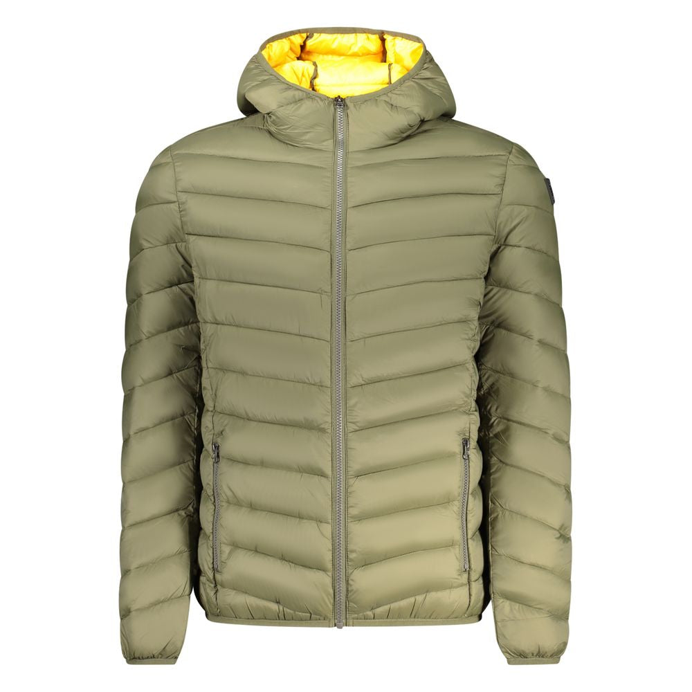 Marina Yachting Green Polyamide Men Jacket with hood and pockets, featuring sleek zip-up design, perfect for nautical luxury.