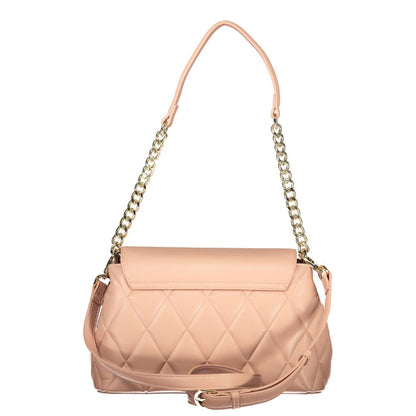 Mario Valentino Pink Polyethylene Women Handbag with chain and adjustable strap, chic and functional design.
