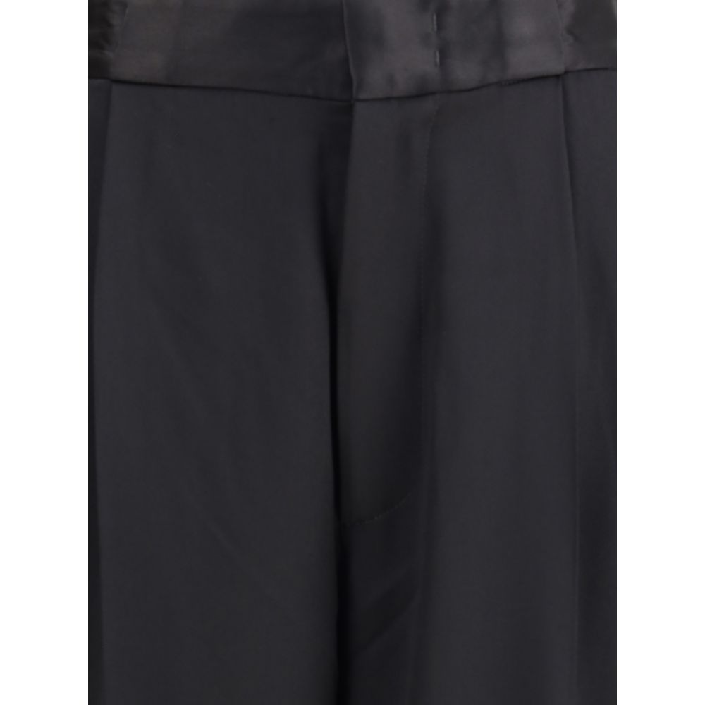 SA SU PHI Black Silk Casual Pants