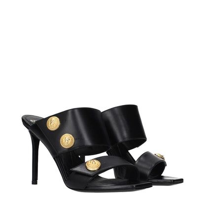 Balmain Black Leather Stiletto Heel Sandals