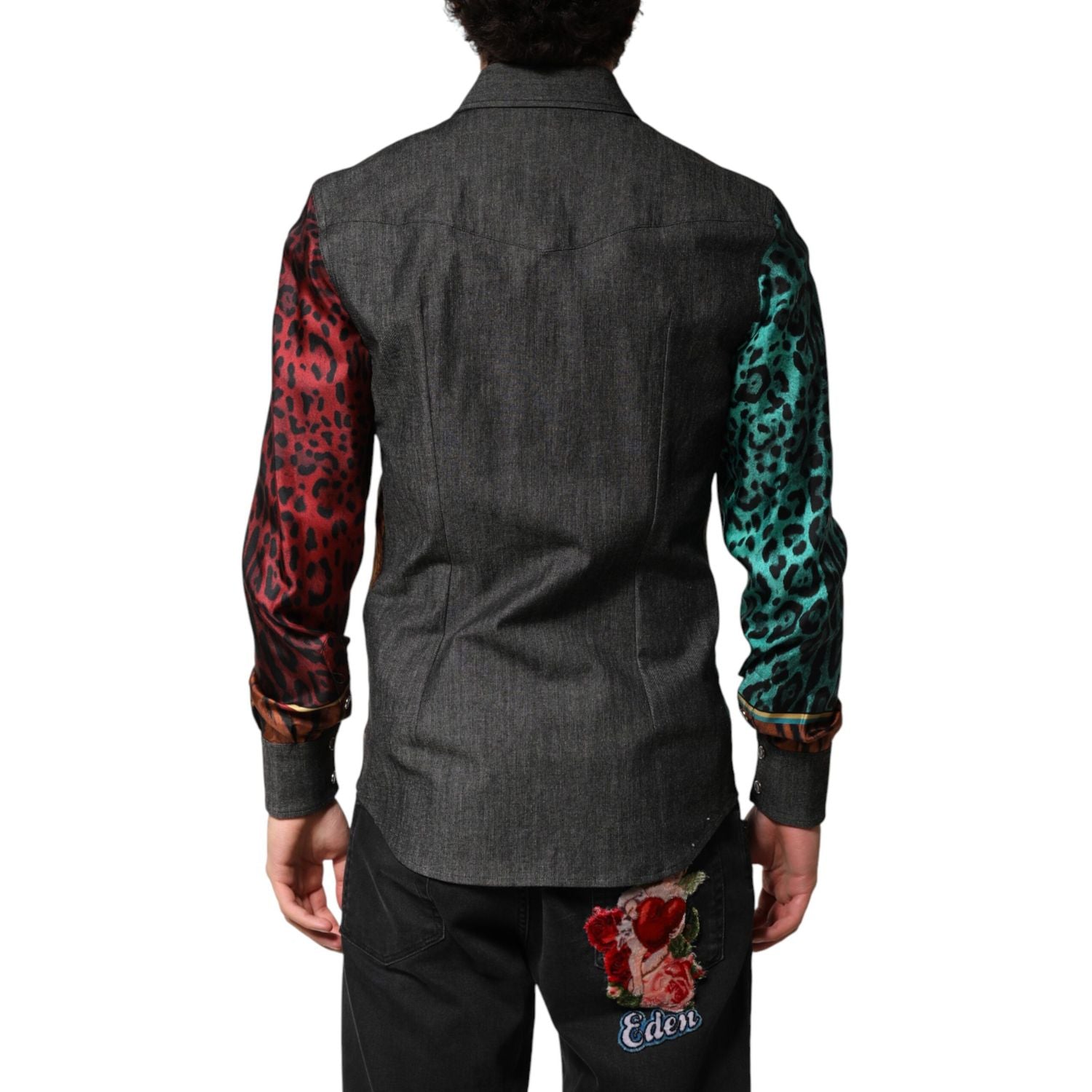 Dolce & Gabbana Multicolor Tiger Leopard Print Silk Men Shirt