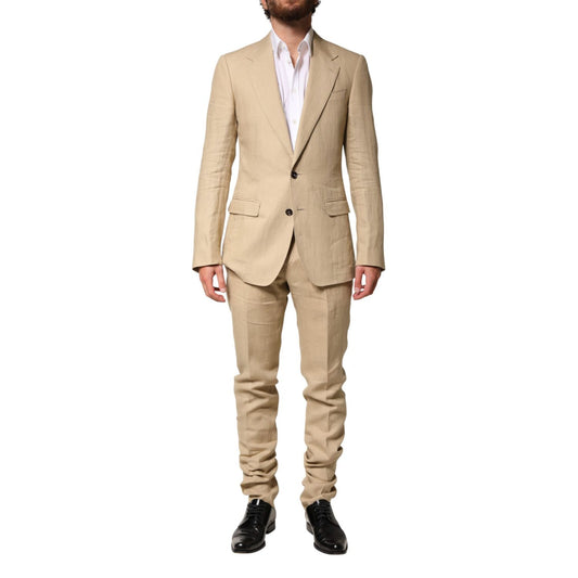 Dolce & Gabbana Beige Linen Single Breasted 2 Piece Suit
