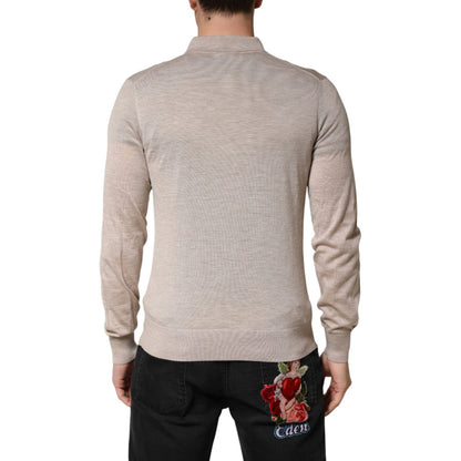 Dolce & Gabbana Beige Cashmere Collared PoloPullover Sweater
