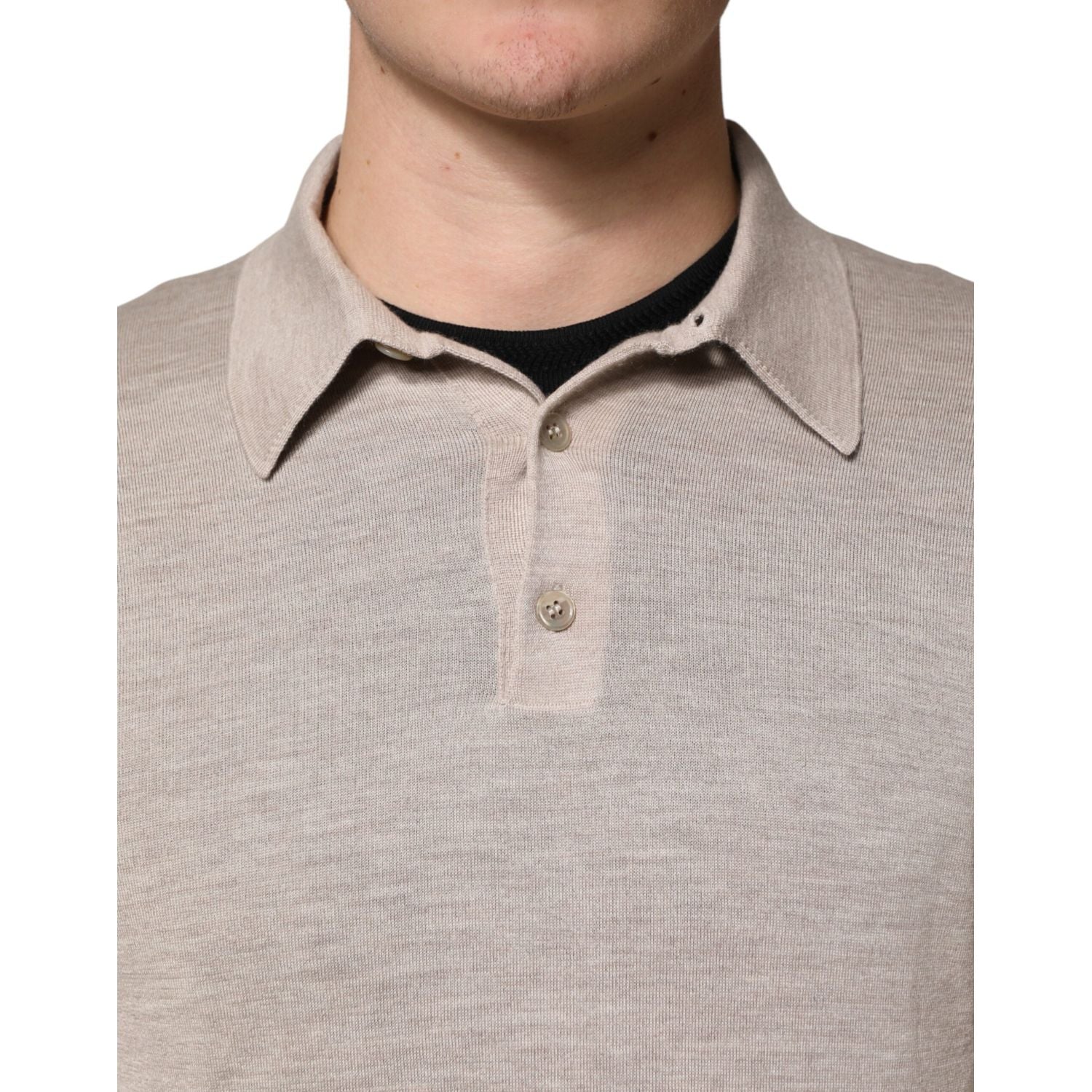 Dolce & Gabbana Beige Cashmere Collared PoloPullover  Sweater