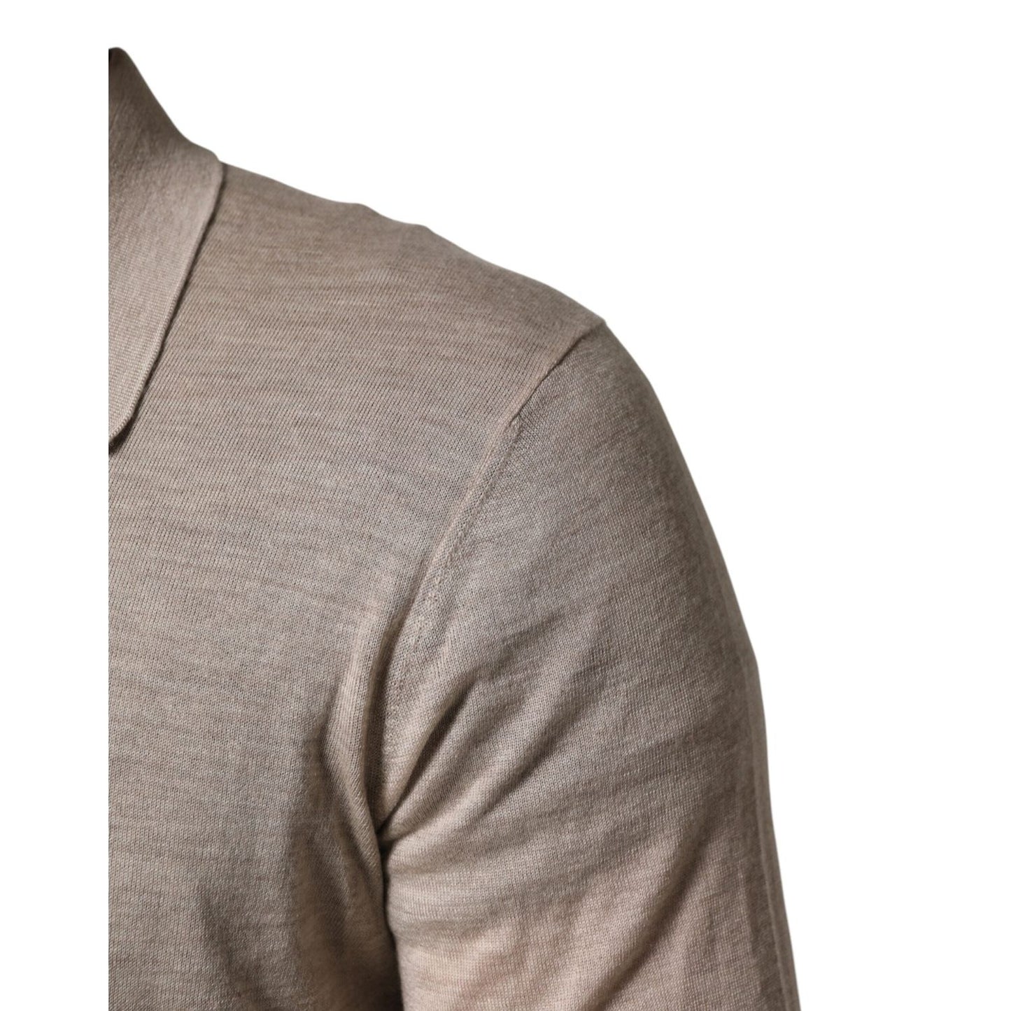 Dolce & Gabbana Beige Cashmere Collared PoloPullover Sweater
